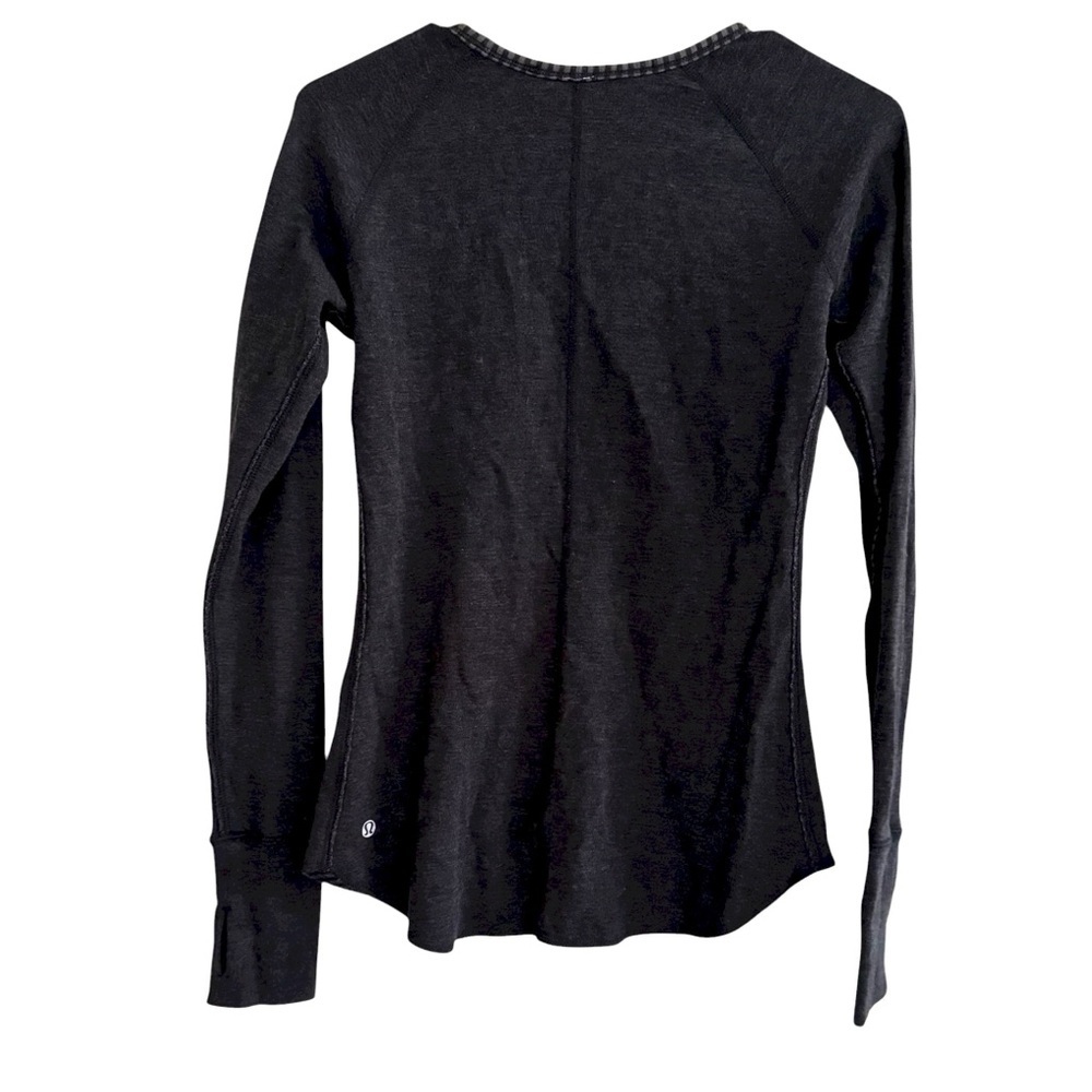 Lululemon Open Your Heart Reversible Striped Gray Long Sleeve Top Thumb hole XS - Picture 6 of 9